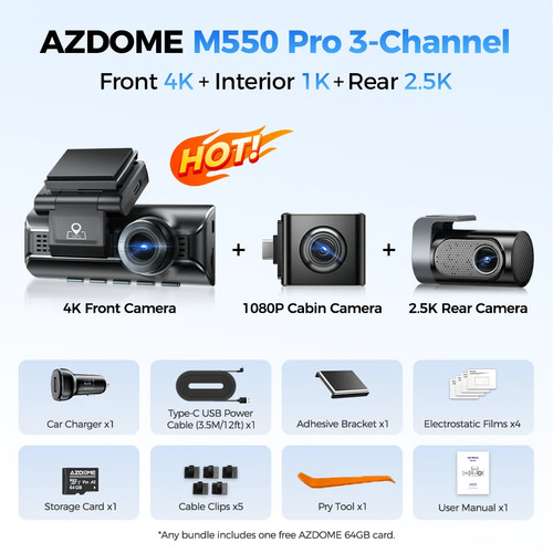 Azdome m550 pro channel - pro, car