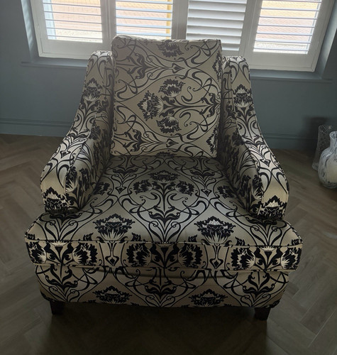 Beige black floral upholstered - beige/black,