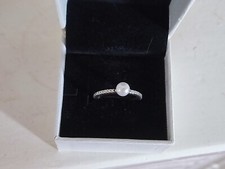 Pandora S925 ALE Freshwater Cultured Pearl Diamante Pave Pandora Ring Size 54 