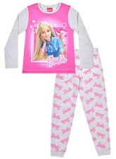 Girls Mattel Barbie Long Pink Pyjamas 4 to 10 Years