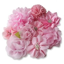LIGHT PINK Fabric Flowers CRAFT Glue/Sew On Embellishment Applique Garment Hair