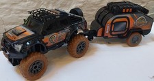 Large toy remote Control / RC Black expedition Jeep with trailer c60cm long