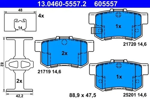 Brake pads 0460 5557 ate - pads, 13.0460-5557.2