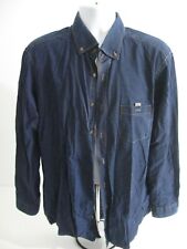 Casa Moda Denim Look Men's Shirt XL Casual Fit Long Sleeve Button Up Navy Blue