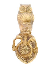Golden Owl Door Knocker Brass