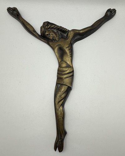 Antique bronze crucifix - bronze, a