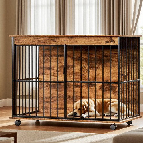 Dog crate furniture wooden - dog,