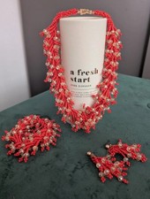 Hand made vintage Coral Jewellery Bead- Necklace, Earings & Bracelet Set