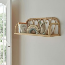 Aria Rattan Shelf - Wall Mounted Bookshelf - Handmade Book Display Organiser