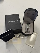 ELEGANT EMPORIO ARMANI WOMENS SILVER Luxury Rectangular QUARTZ Watch AR-5432