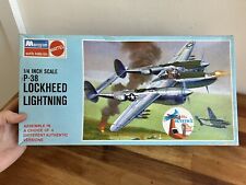 1960s  1/4"  MONOGRAM MATTEL Model Aeroplane Kit - P-38 Lockheed Lightning WWII