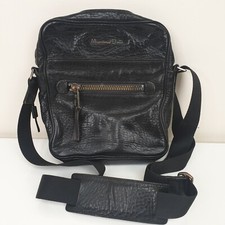 Massimo Dutti Leather Crossbody Bag Black Medium Messenger Handbag w/Dustcover