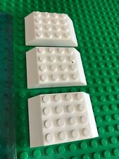 LEGO 3 x WHITE 6 x 4 pin Angled Slope Roof RAMP Building Brick - Bridge / Castle