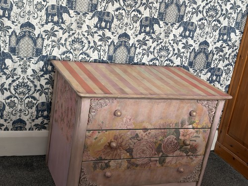 Hand painted floral - floral, upcycled