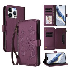 For Various Phone Zipper Leather Flip Card Wallet Case Bag Stand Cover Fashion