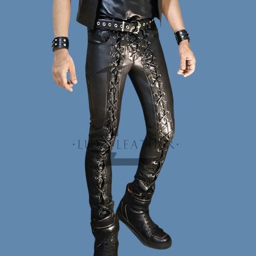 Men black lace - black, lambskin