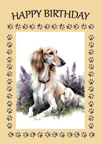 Saluki dog birthday card - dog,