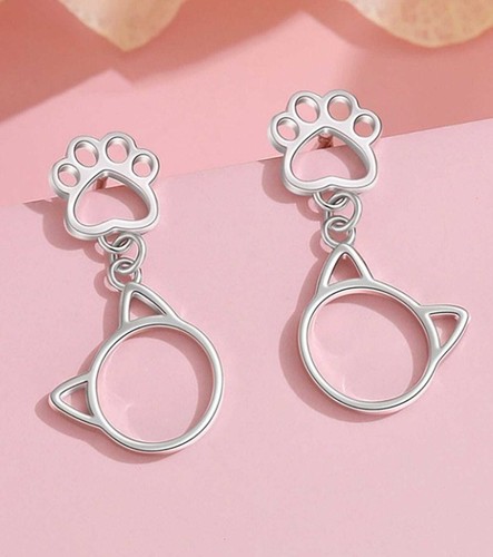 Cat dangle earrings - cat,