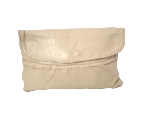 Vtg leather clutch handbag - leather,