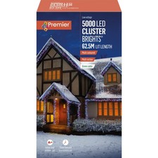 Premier 5000 LED Cluster Indoor Outdoor Christmas Tree Lights with Timer - MULTI