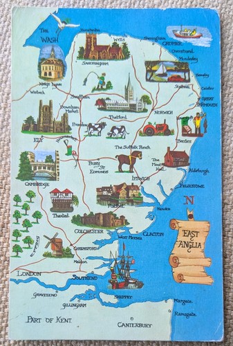East anglia map illustrated - east,