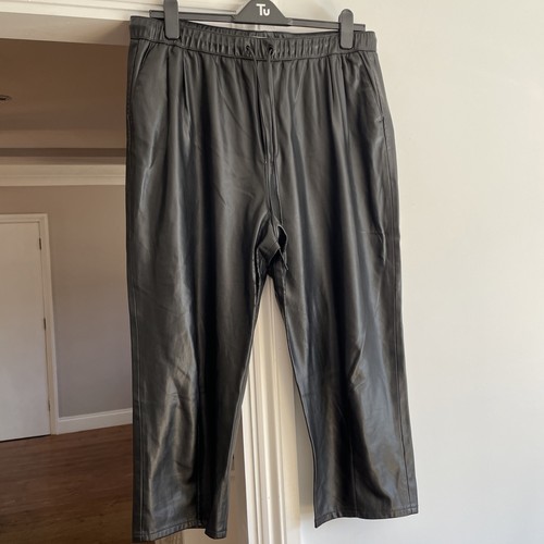 Zara black wide leg faux - zara,