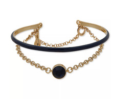 DKNY GOLD-TONE & BLACK CRYSTAL