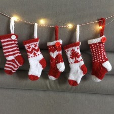 Knitting Pattern Christmas Stockings Tree Decorations Advent Calendar