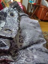 Curtains Baroque Pattern Purple And Silver Lined 88L 66W By Home Signature D Lux