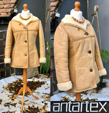 VTG ANTARTEX Scotland Sheepskin Shearling Jacket Coat Suede Tailored M (21" P2P)
