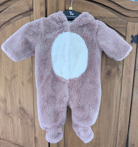 Next baby pink - bunny, snowsuit