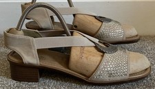 Ladies Rieker Leather Slingback Sandals. Uk7 Eu40. Rhinestones. BRAND NEW