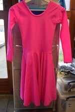 Hot pink long sleeve ballroom dance dress BALL4 - Size medium UK 10