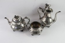 James Dixon Three Piece Tea Service Victorian Style Antique Silver Plate 2397g