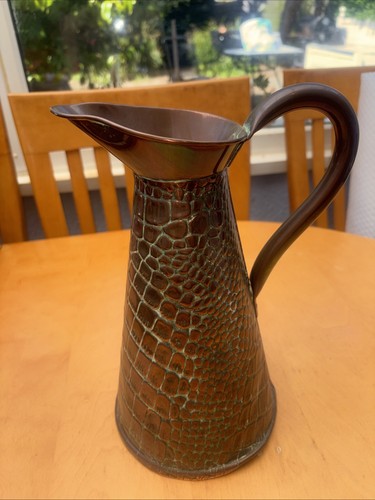Old copper jug tall - copper, 11”
