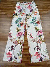 River Island Ladies White Floral Patterned Summer Trousers UK 8 EUR 34