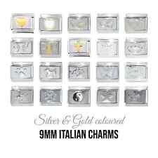 Silver and gold coloured 9mm Italian charm fits classic Italian charm bracelets