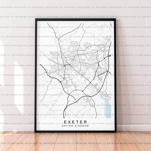 Exeter map poster print - print,