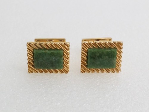 Vintage gold tone green jade - vintage,