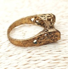 VINTAGE RING, Ethnic Asian/Eastern? old Unusual ring, Black tone spots Marks