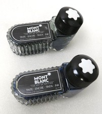 MONT BLANC 52 ml (2) Glass Inkwell Ink Bottles TINTE ENCRE TINTA Partially Full