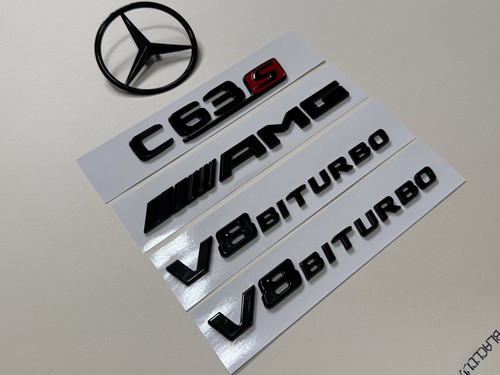 Gloss black rear star badges - &,