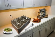 Thunder group, stainless steel 6 compartment Bain Marie electric food warmer