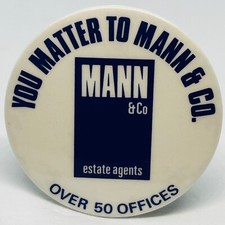 Mann & Co Estate Agents Vintage Advertising Pin Badge Property Sales Company