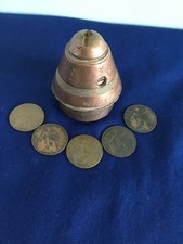 WW1 BRITISH BRASS FUSE AND SET OF WW1 PENNY COINS