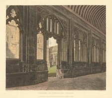 Cloisters of Winchester College. Ackermann's schools 1816 old antique print