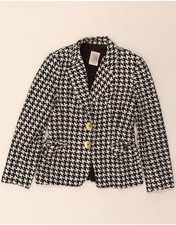 FERRE Womens 2 Button Blazer Jacket UK 8 Small Black Houndstooth DV89