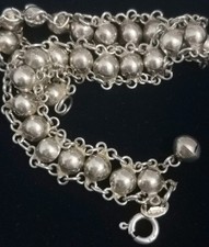 Vintage 925 Sterling Silver Woven Chain Silver Balls Bracelet  19.5  cm's by IBB