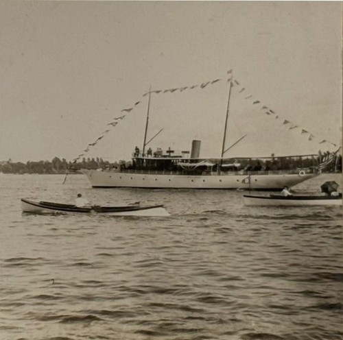 C1915 yacht and small boats - small,