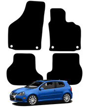for Volkswagen Golf MK5 2007 - 2008 Tailored Black Car Mats With Round Clips